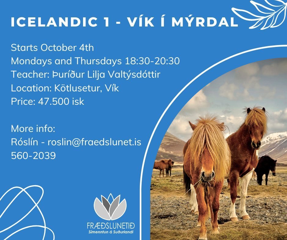 Icelandic 1 starting in October