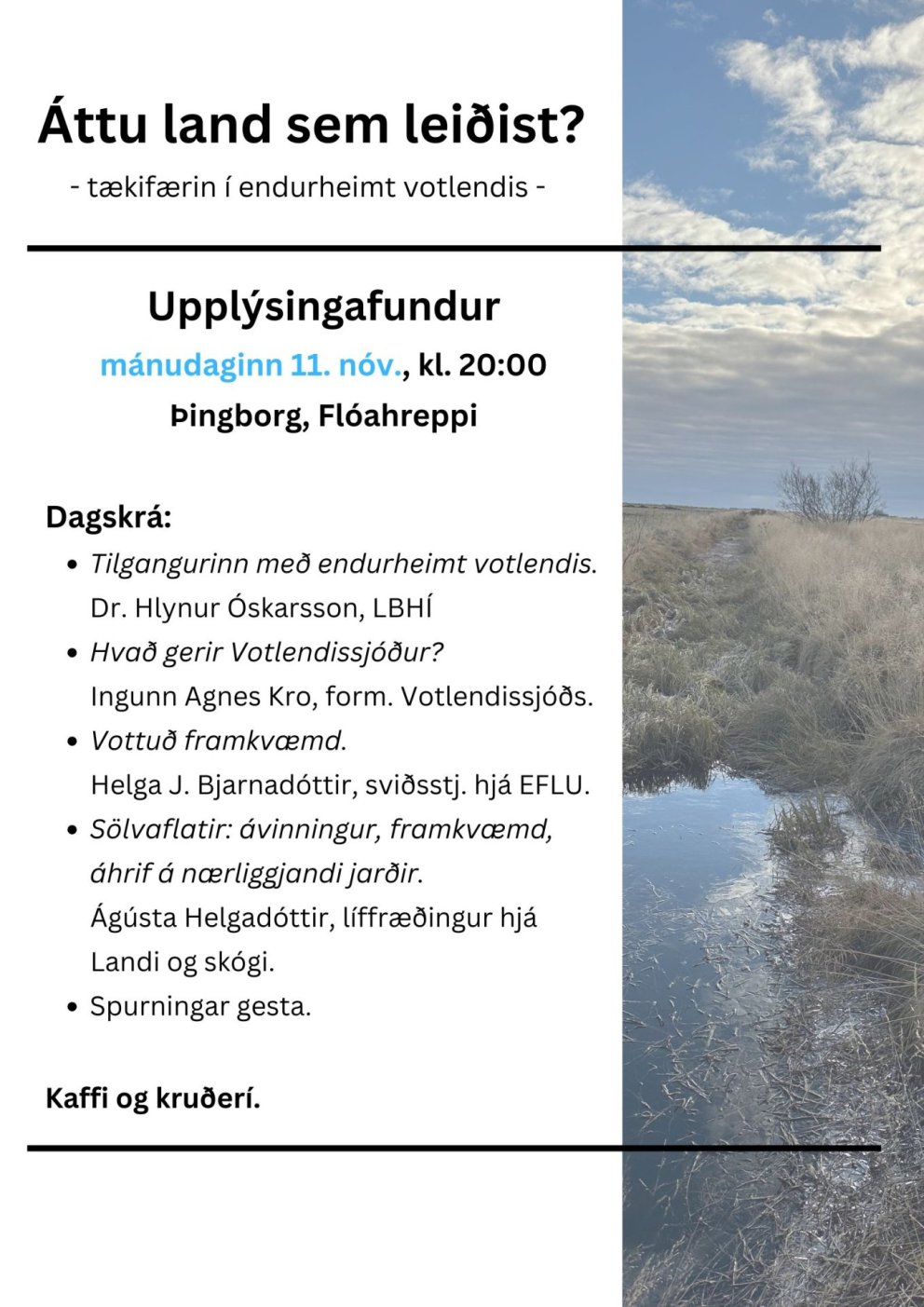 Upplýsingafundur um vottaða endurheimt votlendis 11.11