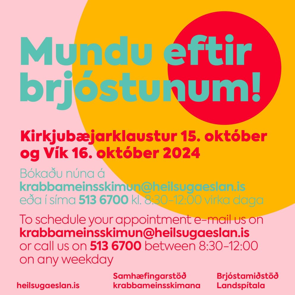 Brjóstamiðstöð Landspítalans er með brjóstaskimun í samstarfi við Heilsugæsluna í Vík