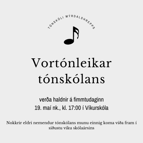Vortónleikar tónskólans - 19. maí nk.