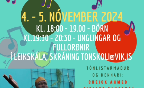 Trommunámskeið í Afrískum trommum dagana 4.-5.nóvember í Leikskála