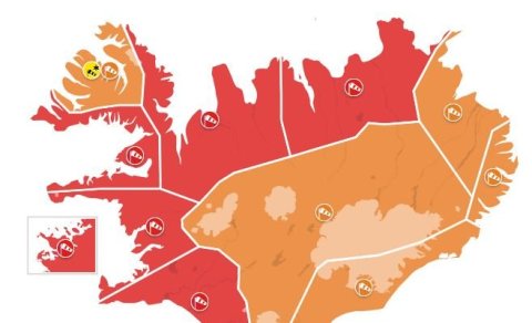 Appel­sínu­gular og rauðar viðvaranir fyrir svæðið